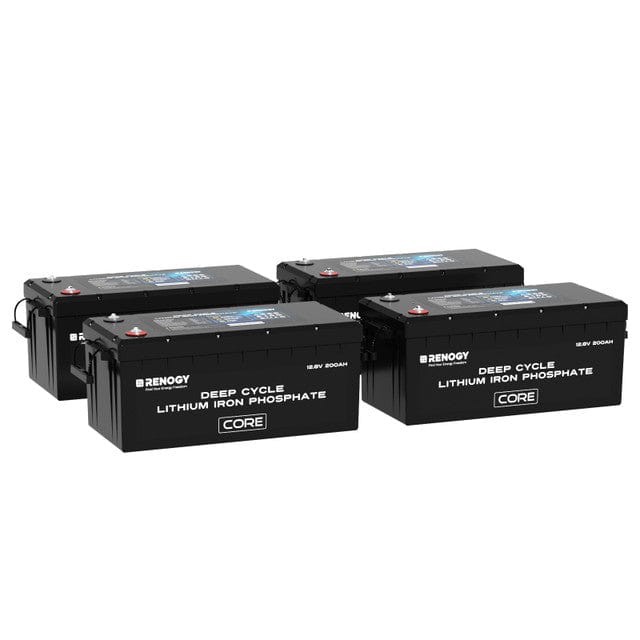 Renogy 12V 200Ah Core Series Deep Cycle Lithium Iron Phosphate Battery Batteries Renogy 4 x 12V 200Ah LiFePO4 Batteries