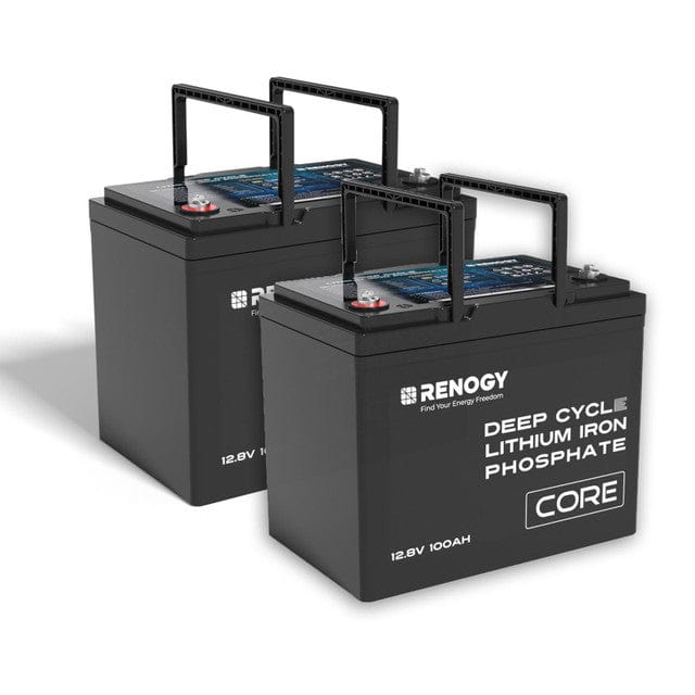 Renogy 12V 100Ah Core Series Deep Cycle Lithium Iron Phosphate Battery Batteries Renogy 2 x 12V 100Ah LiFePO4 Batteries