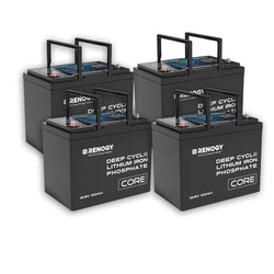Renogy 12V 100Ah Core Series Deep Cycle Lithium Iron Phosphate Battery Batteries Renogy 4 x 12V 100Ah LiFePO4 Batteries