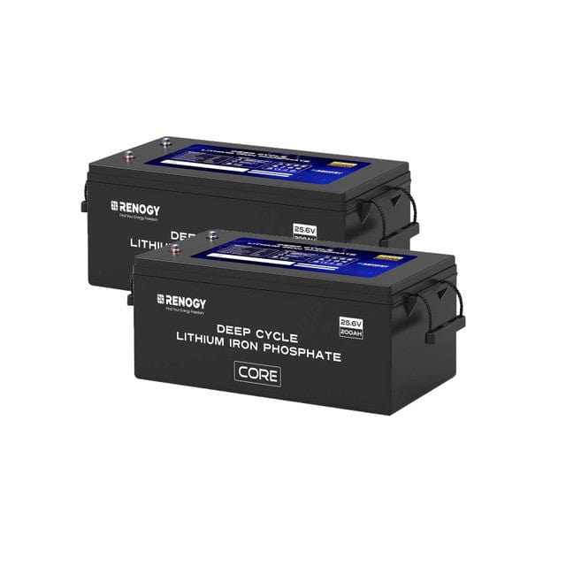 Renogy 24V 200Ah Core Series Deep Cycle Lithium Iron Phosphate Battery Batteries Renogy 2 x 24V 200Ah Core Series LiFePO4 Batteries
