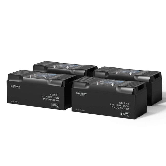 Renogy 12V 200Ah Pro Smart Lithium Iron Phosphate Battery w/Bluetooth & Self-heating Function Batteries Renogy 4 x 12V 200Ah LiFePO4 Battery