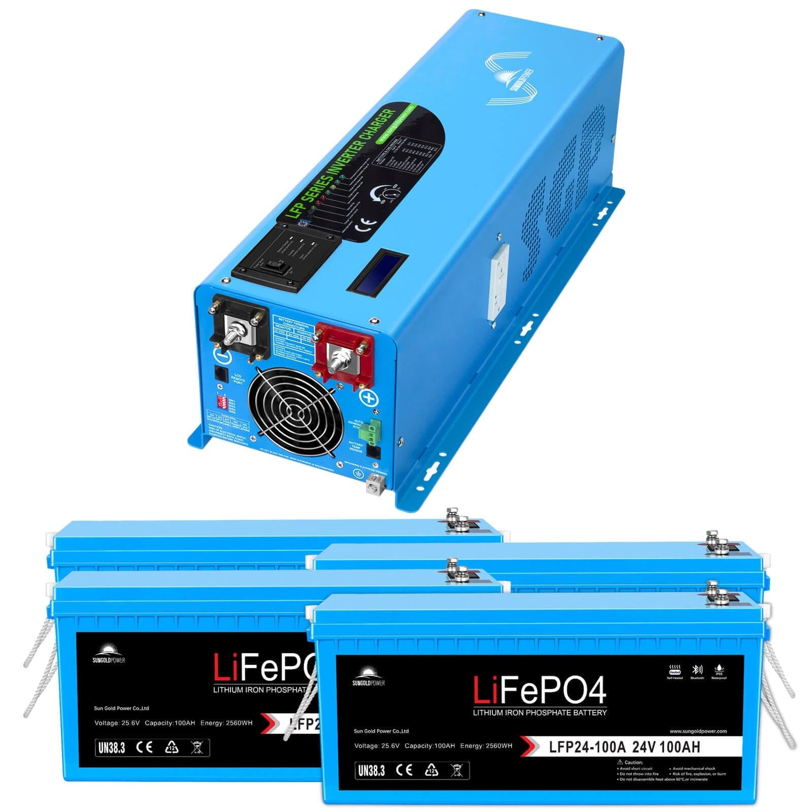 Sungold Power 6000W DC 48V Split Phase Pure Sine Wave Inverter With Charger UL1741 Standard Off-Grid Inverters SunGoldPower 240V 120V/240V Inverter+ 4*12V 200AH Battery