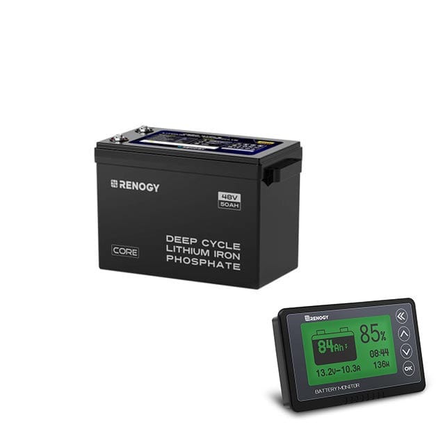Renogy 48V 50Ah Smart Self-Heating Lithium Iron Phosphate Battery Batteries Renogy 1 x 48V 50Ah Smart LiFePO4 Battery w/ Battery Monitor