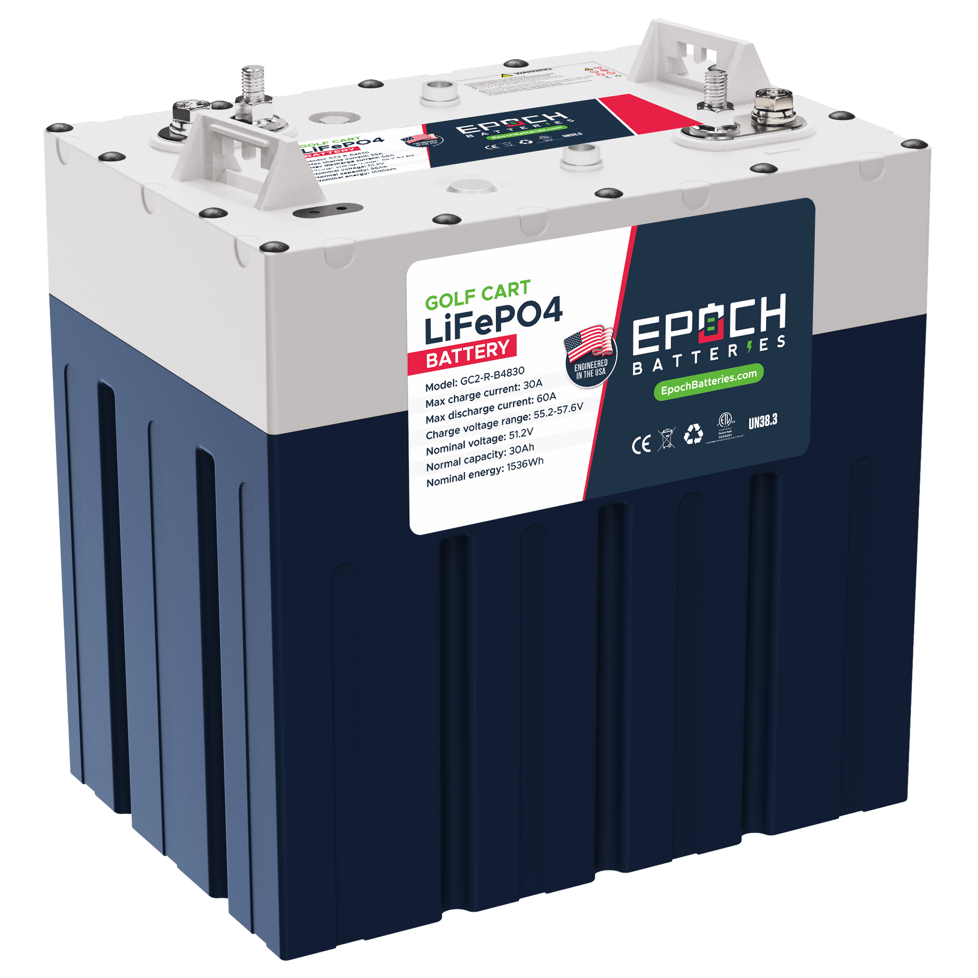 Epoch 48V 30Ah GC2 - Golf Cart LiFePO4 Lithium Battery - Epoch Batteries Batteries Epoch Batteries