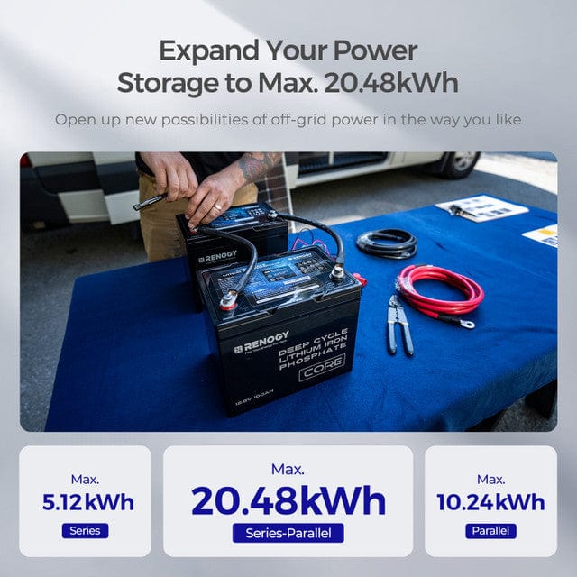 Renogy 12V 100Ah Core Series Deep Cycle Lithium Iron Phosphate Battery Batteries Renogy