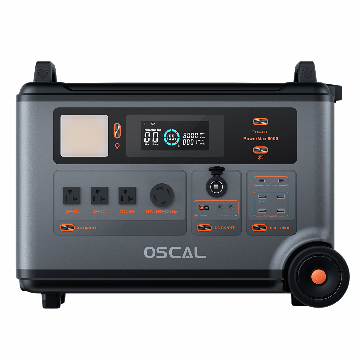 OSCAL 6000W Solar Generator, 120/240V Split Phase Voltage Portable Power Station PowerMax 6000,6000W AC Outlets (9000W Peak), 3600Wh LFP Battery,