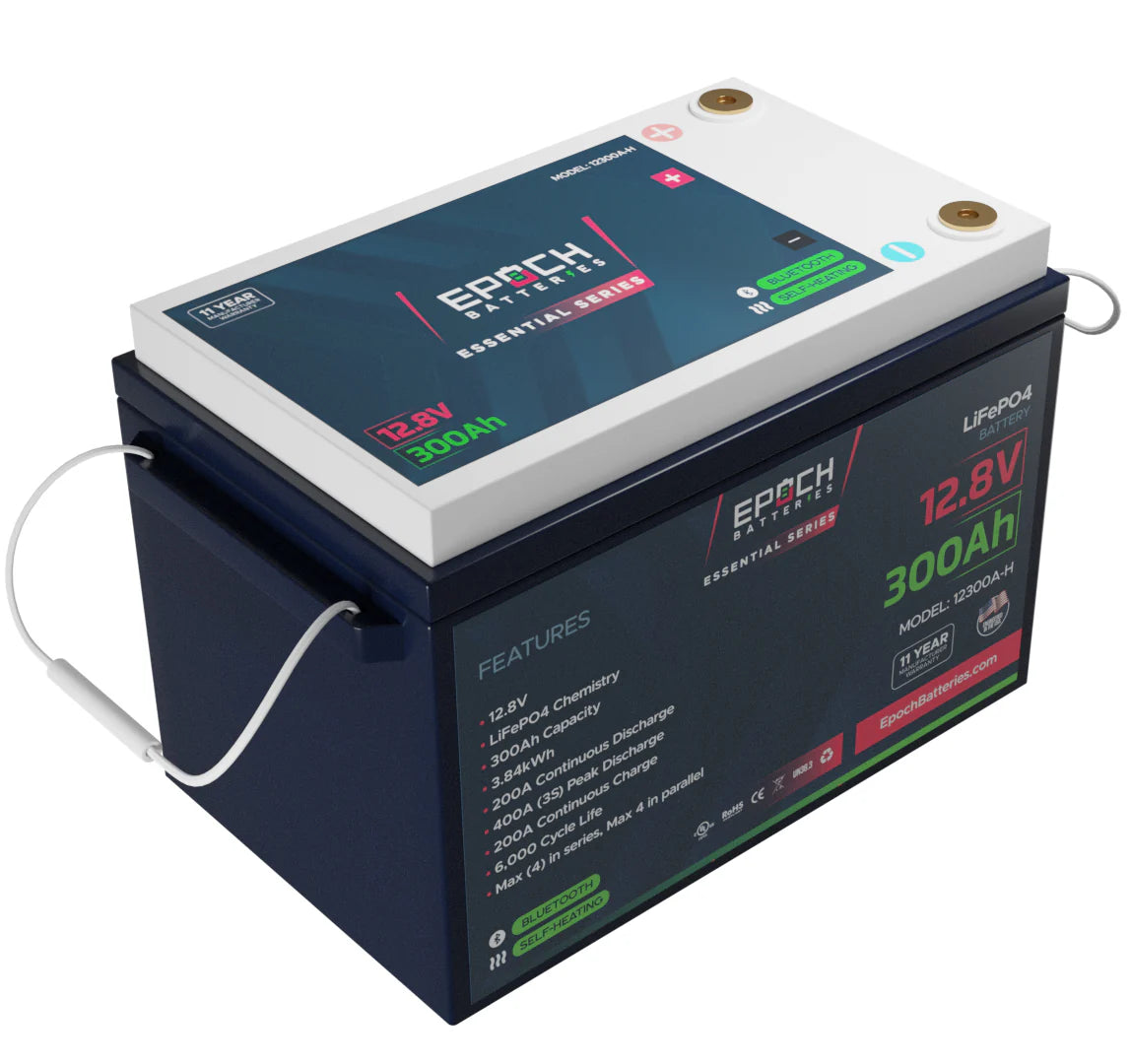 Epoch 12V 300Ah (3.84kWh) Essential Series - Bluetooth & Heated LiFePO4 Battery