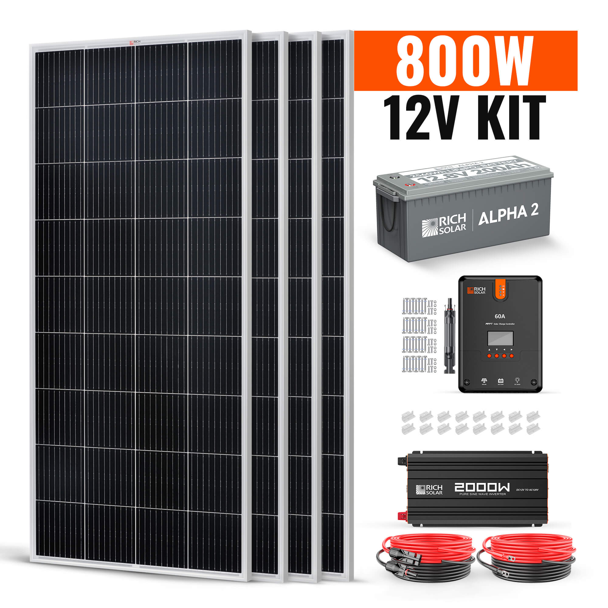 RICH SOLAR 12V 800W Complete Solar Kit