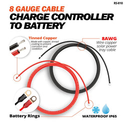 RICH SOLAR Extension Cable to Connect Charge Controller to Battery | Pair of Red and Black Extension Wires to Connect Charge Controller to Battery Cable | Choose Gauge: 8AWG, 10AWG System & Power Cables RICH SOLAR