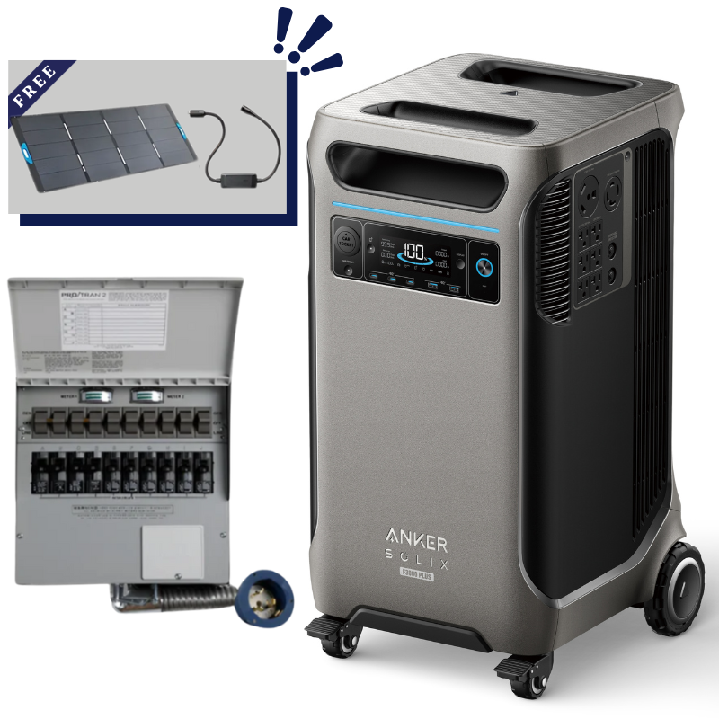 Anker SOLIX F3800 Plus + 50A Transfer Switch - With 1x FREE 400W Anker Solar Panel & Gas Generator Adapter Solar Energy Kits Anker
