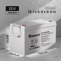 Renogy 12 Volt 100Ah Deep Cycle AGM Battery Batteries Renogy