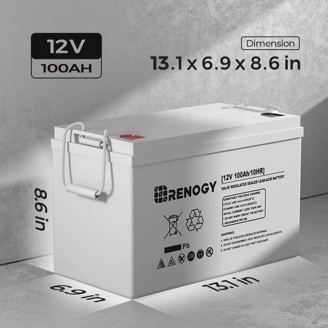 Renogy 12 Volt 100Ah Deep Cycle AGM Battery Batteries Renogy