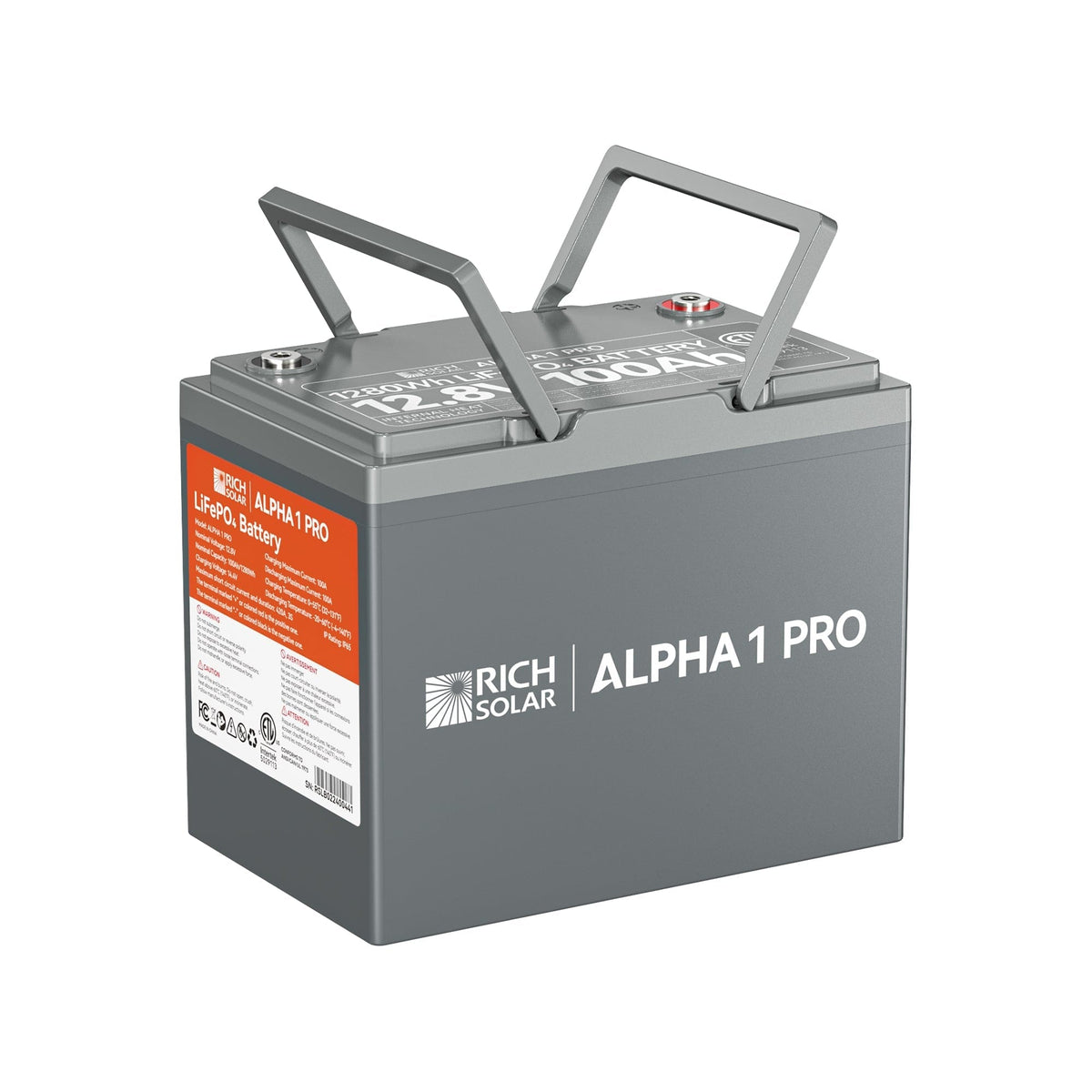RICH SOLAR ALPHA 1 PRO | 12V 100Ah LiFePO4 Battery | Premium 12V Lithium Battery for Off-Grid, RVs, Boats | 7,000 Lifetime Cycles | 10-Year Warranty | UL1973 Certified Batteries RICH SOLAR