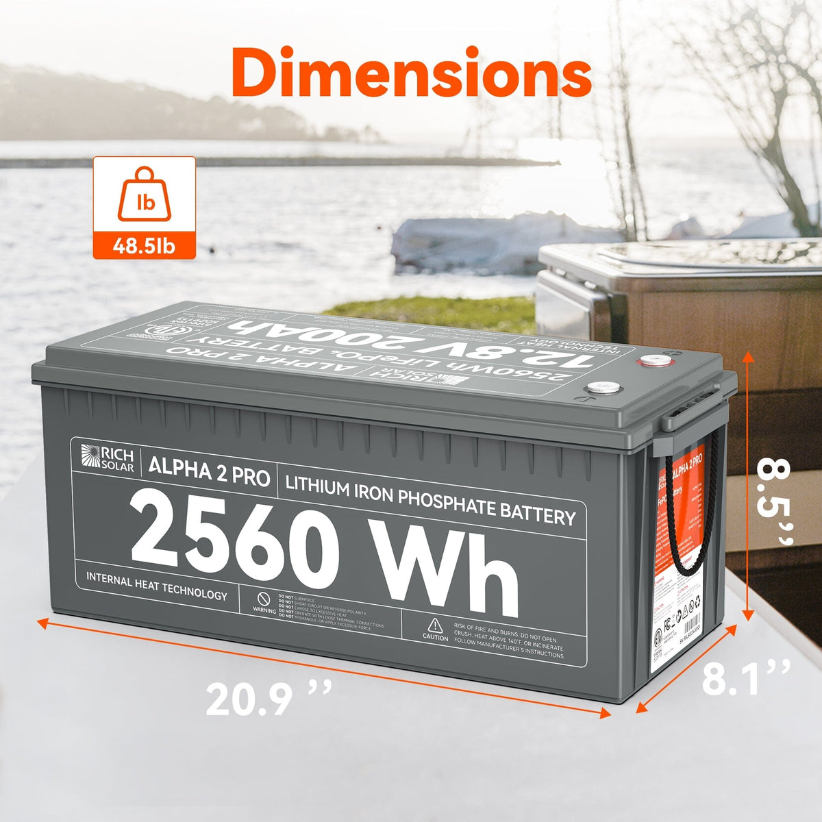 RICH SOLAR ALPHA 2 PRO | 12V 200Ah LiFePO4 Battery | Premium 12V Lithium Battery for RVs, Cabins, Tiny Homes | 7,000 Lifetime Cycles | 10 Year Warranty | UL1973 Certified Batteries RICH SOLAR