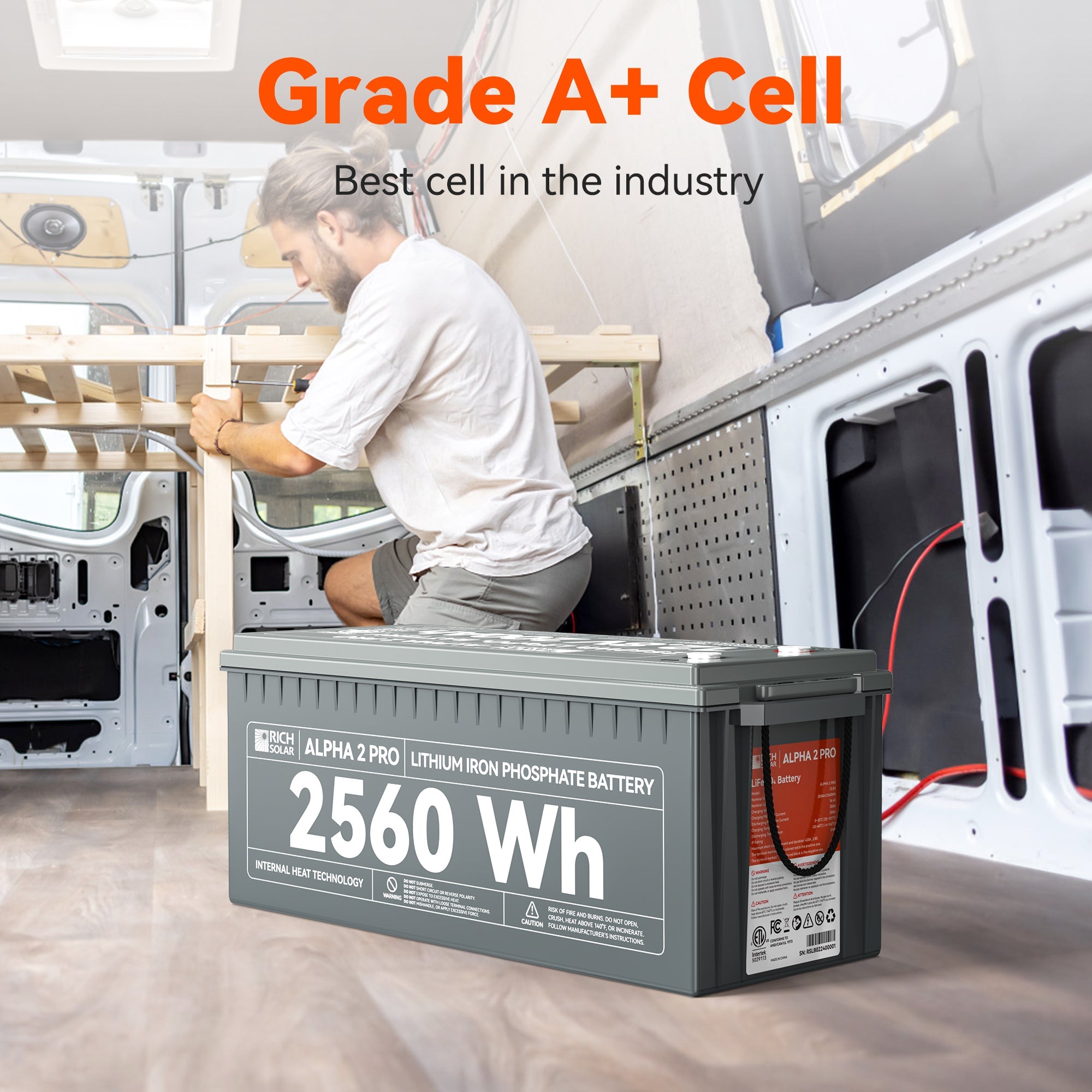 RICH SOLAR ALPHA 2 PRO - 12V 200Ah LiFePO4 Battery, 7,000 Cycles, 10-Year Warranty, UL1973 Certified Batteries Rich Solar