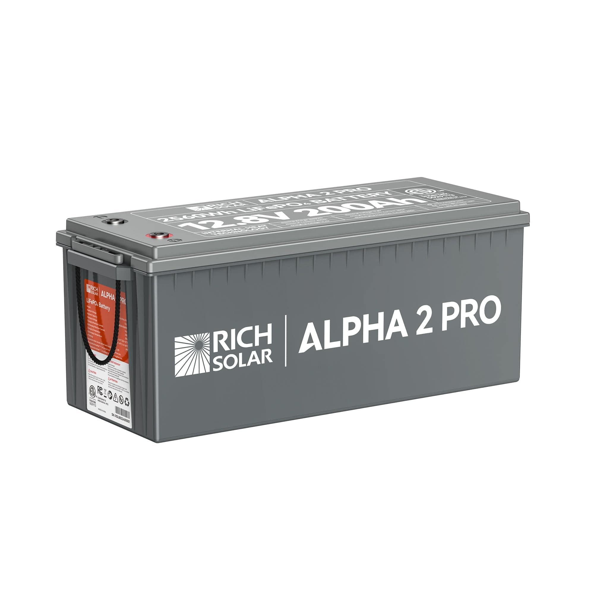 RICH SOLAR ALPHA 2 PRO | 12V 200Ah LiFePO4 Battery | Premium 12V Lithium Battery for RVs, Cabins, Tiny Homes | 7,000 Lifetime Cycles | 10 Year Warranty | UL1973 Certified Batteries RICH SOLAR