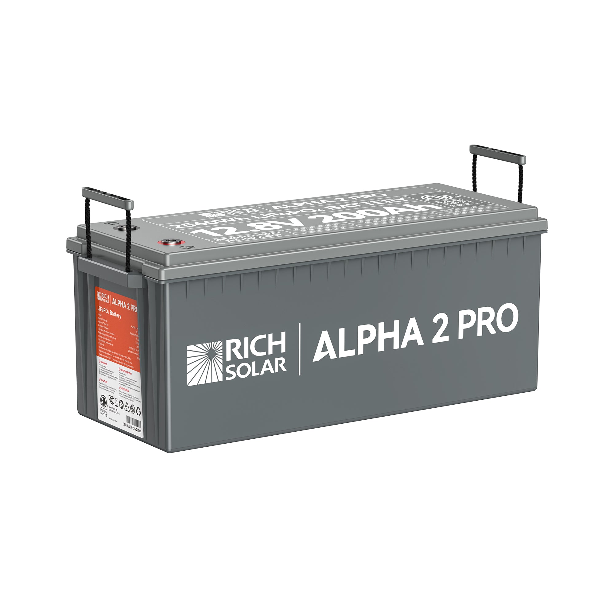 RICH SOLAR ALPHA 2 PRO - 12V 200Ah LiFePO4 Battery, 7,000 Cycles, 10-Year Warranty, UL1973 Certified Batteries Rich Solar