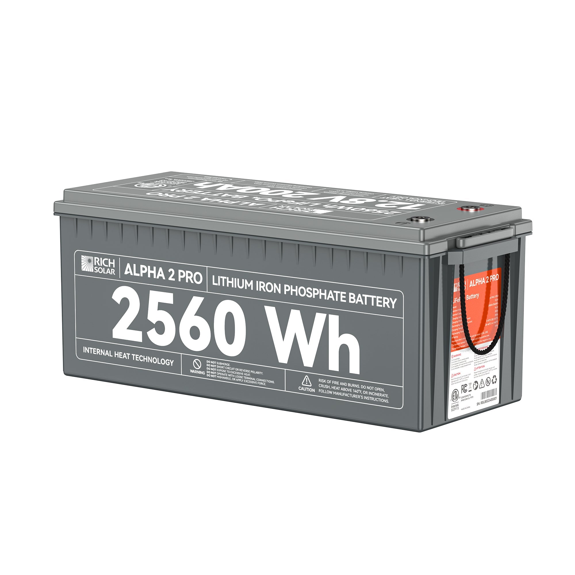 RICH SOLAR ALPHA 2 PRO - 12V 200Ah LiFePO4 Battery, 7,000 Cycles, 10-Year Warranty, UL1973 Certified Batteries Rich Solar