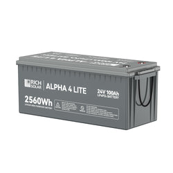RICH SOLAR ALPHA 4 LITE | 24V 100Ah LiFePO4 Battery | Fast-Charging 24V Lithium Battery for RVs, Trailers, Vans, Boats, Off-Grid, Backup | 4,000 Lifetime Cycles | Best Value Batteries RICH SOLAR