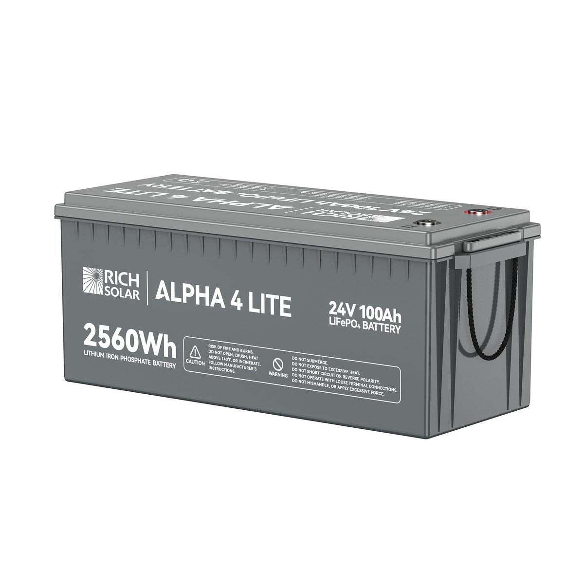 RICH SOLAR ALPHA 4 LITE | 24V 100Ah LiFePO4 Battery | Fast-Charging 24V Lithium Battery for RVs, Trailers, Vans, Boats, Off-Grid, Backup | 4,000 Lifetime Cycles | Best Value Batteries RICH SOLAR