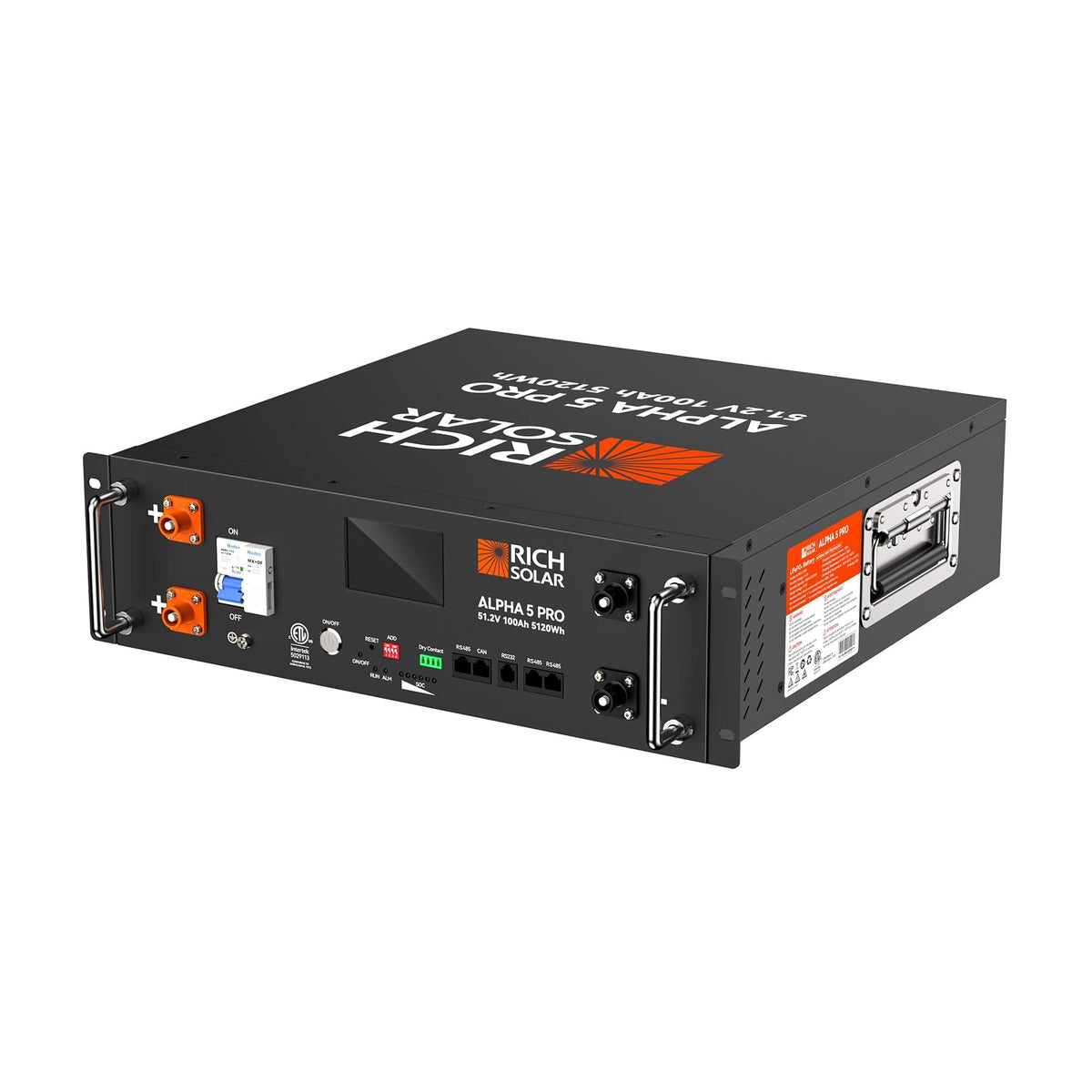 RICH SOLAR ALPHA 5 PRO | 51.2V | 100Ah LiFePO4 Battery | Premium 48V Server Rack Lithium Battery | 7,000 Lifetime Cycles | 10-Year Warranty | UL1973, UL9540A Certified (BACKORDER: 3rd week of June) Server Rack Batteries RICH SOLAR