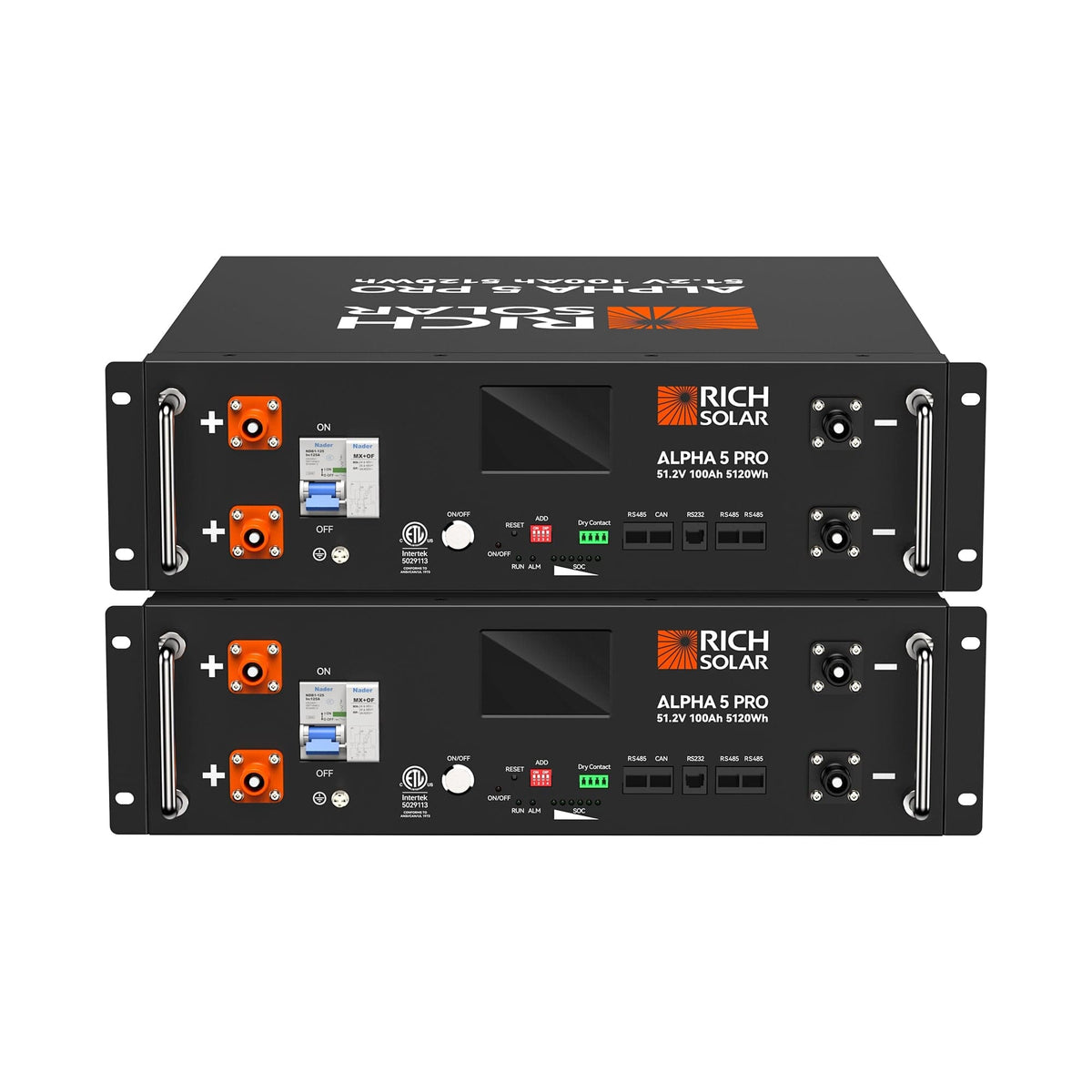 RICH SOLAR ALPHA 5 PRO | 51.2V | 100Ah LiFePO4 Battery | Premium 48V Server Rack Lithium Battery | 7,000 Lifetime Cycles | 10-Year Warranty | UL1973, UL9540A Certified (BACKORDER: 3rd week of June) Server Rack Batteries RICH SOLAR 2 Batteries