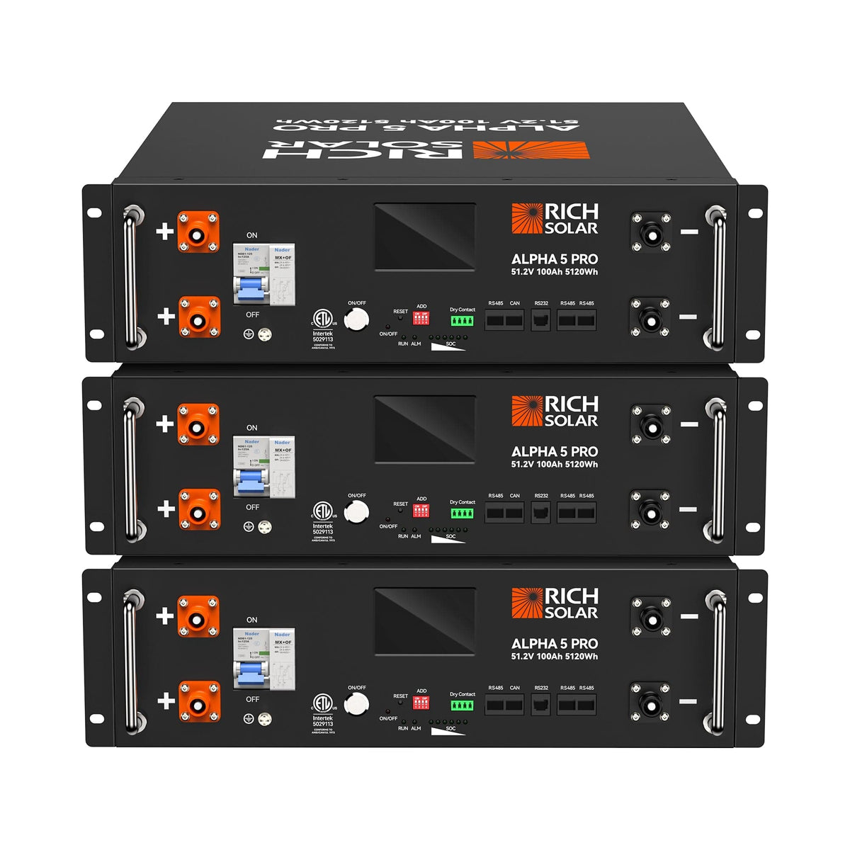 RICH SOLAR ALPHA 5 PRO | 51.2V | 100Ah LiFePO4 Battery | Premium 48V Server Rack Lithium Battery | 7,000 Lifetime Cycles | 10-Year Warranty | UL1973, UL9540A Certified (BACKORDER: 3rd week of June) Server Rack Batteries RICH SOLAR 3 Batteries