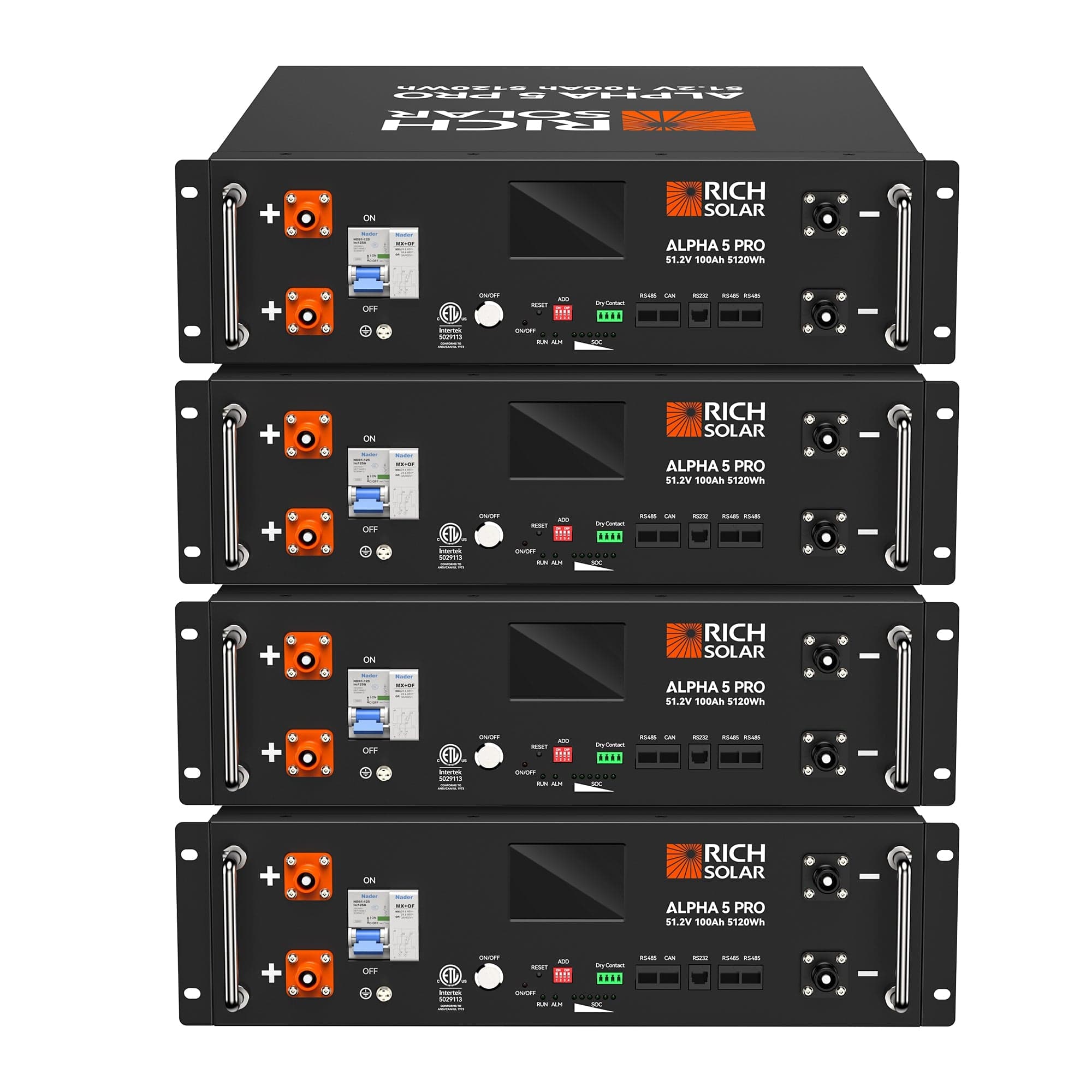 RICH SOLAR ALPHA 5 PRO | 51.2V | 100Ah LiFePO4 Battery | Premium 48V Server Rack Lithium Battery | 7,000 Lifetime Cycles | 10-Year Warranty | UL1973, UL9540A Certified (BACKORDER: 3rd week of June) Server Rack Batteries RICH SOLAR 4 Batteries