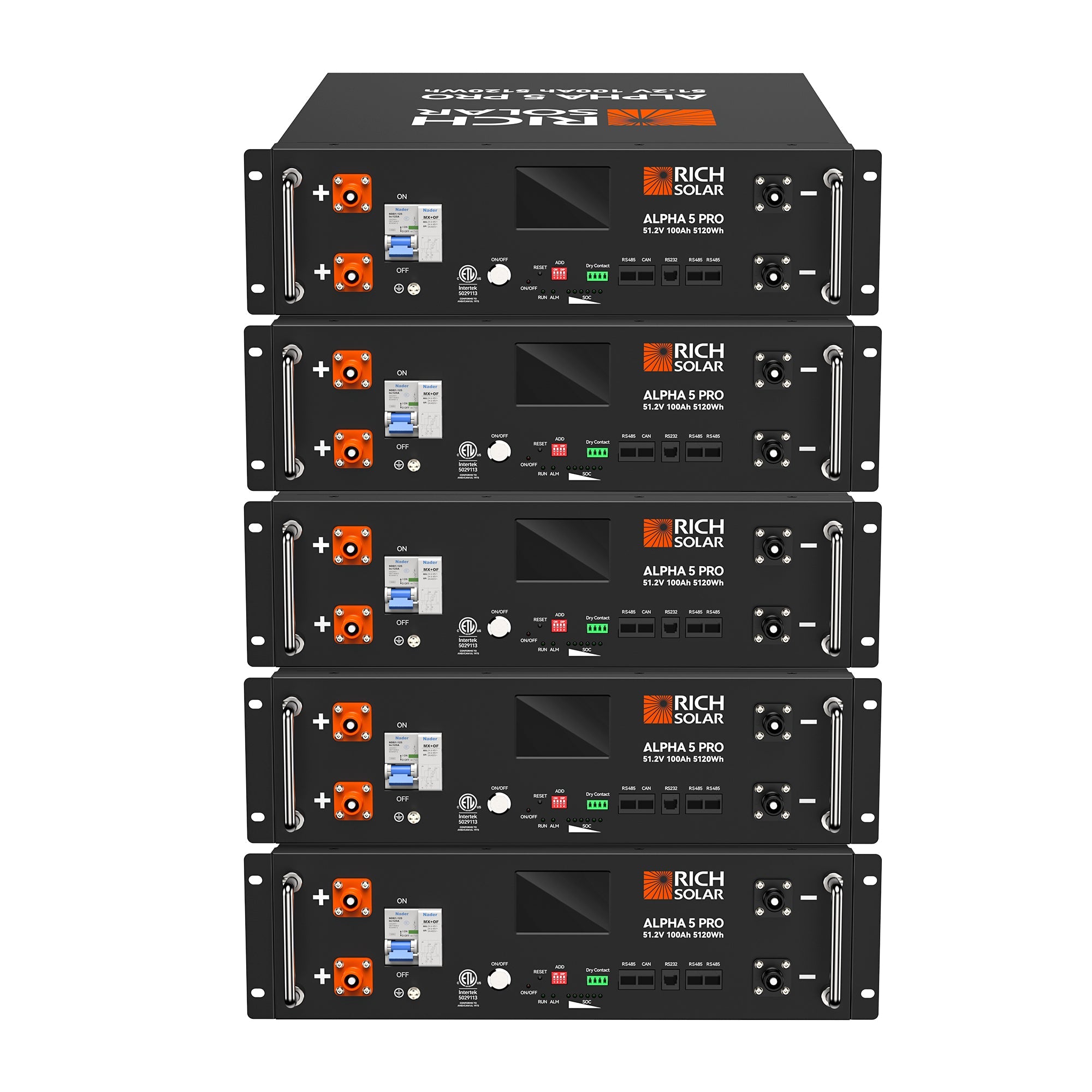 RICH SOLAR | ALPHA 5 PRO | 51.2V | 100Ah LiFePO4 Battery | Premium 48V Server Rack Lithium Battery | 7,000 Lifetime Cycles | 10-Year Warranty | UL1973, UL9540A Certified