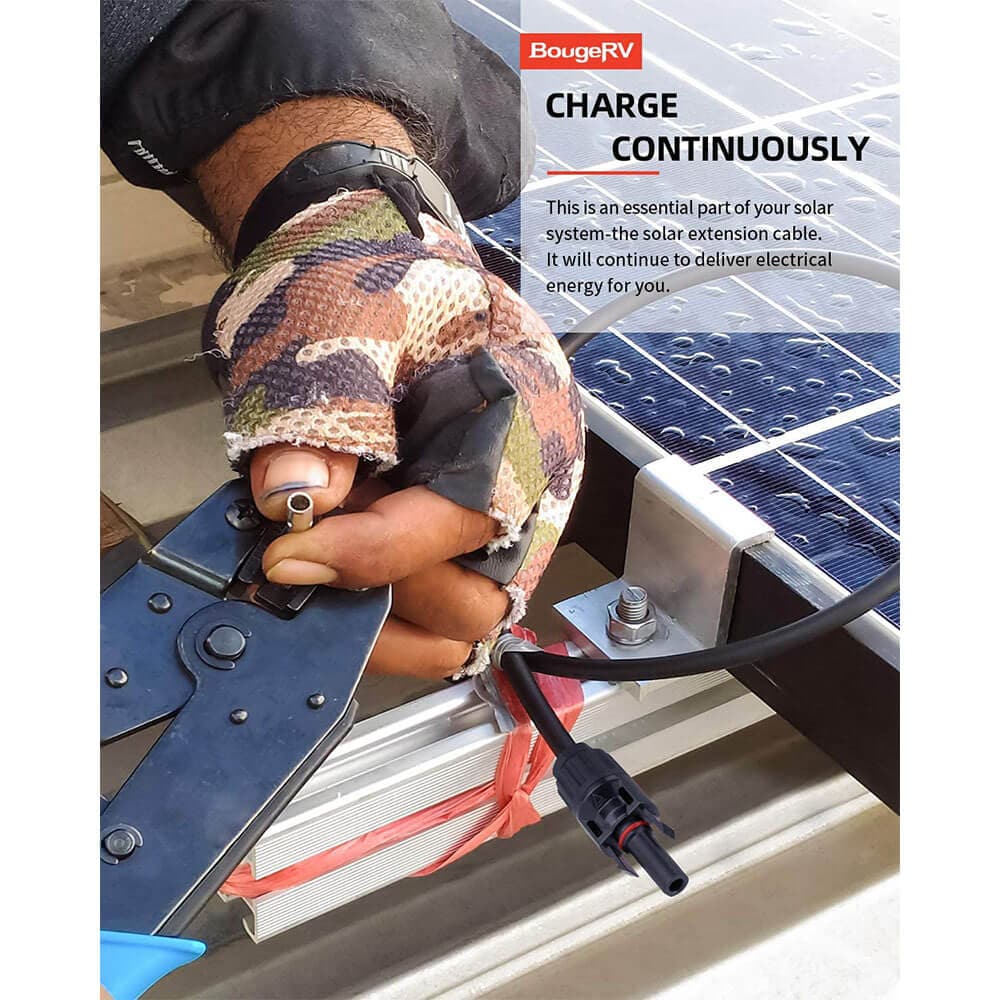 A Man Installing BougeRV 8AWG Solar Extension Cable (xx FT Red+xx FT Black)
