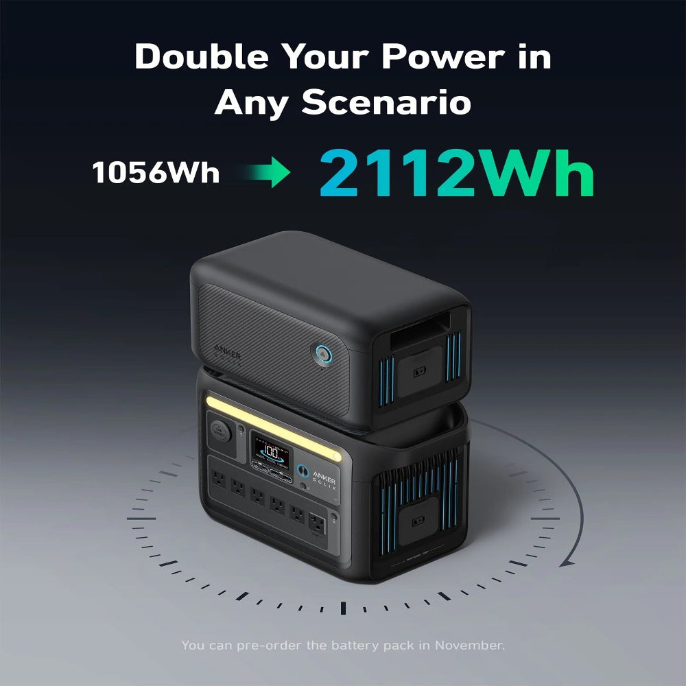 Anker SOLIX C1000X Portable Power Station And Extended Battery