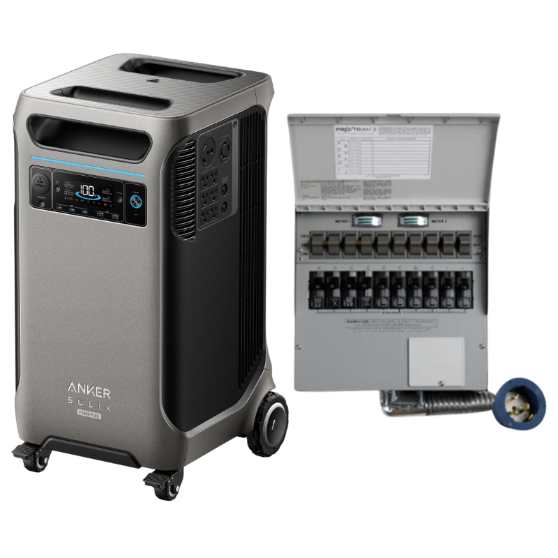 Anker SOLIX F3800 Plus + 50A Transfer Switch - With 1x FREE 400W Anker Solar Panel & Gas Generator Adapter Solar Energy Kits Anker