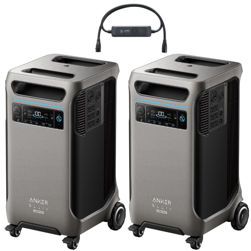 Anker SOLIX F3800 Plus x2 + Double Voltage Hub - With 2x FREE 400W Anker Solar Panels & Gas Generator Adapter Solar Energy Kits Anker