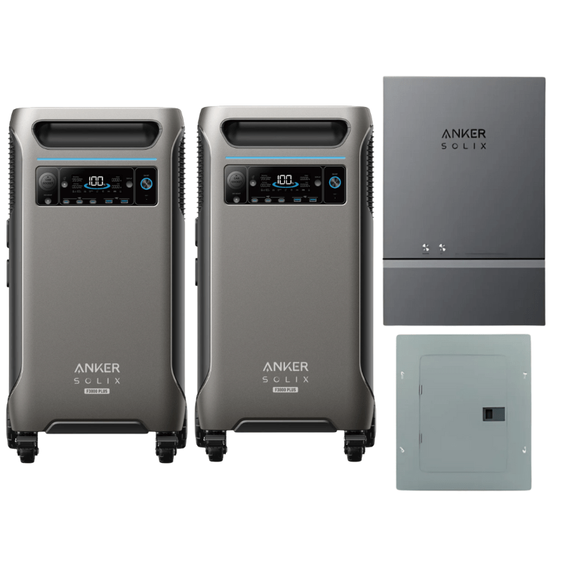 Anker SOLIX F3800 Plus Portable Power Station x2 + Home Power Panel + Sub Panel (With a Free Anker SOLIX F3800 Plus Protective Cover Bag) Solar Energy Kits Anker