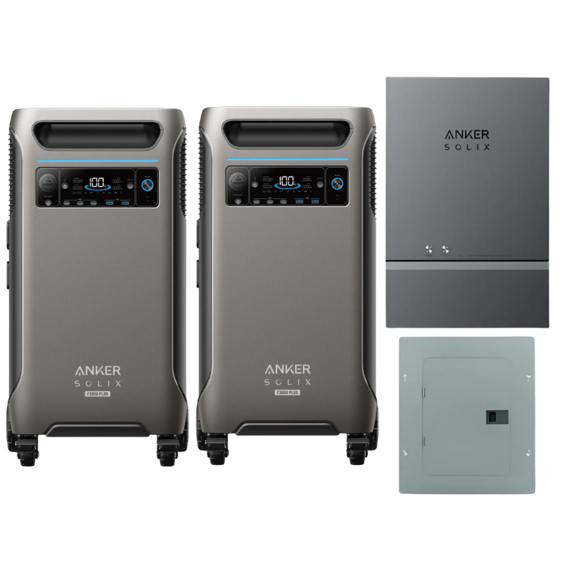 Anker SOLIX F3800 Plus x2 + Home Power Panel + Sub Panel - With 2x FREE 400W Anker Solar Panels & Gas Generator Adapter Solar Energy Kits Anker