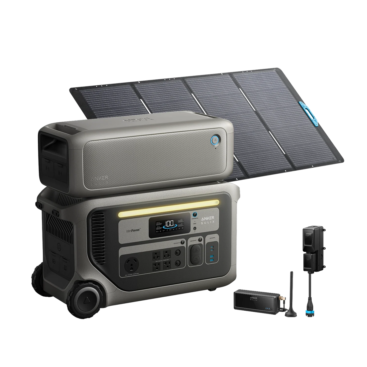 Anker SOLIX F3000 Portable Power Station + BP3000 Expansion Battery + 400w Portable Solar Panel + Power Saver Kits