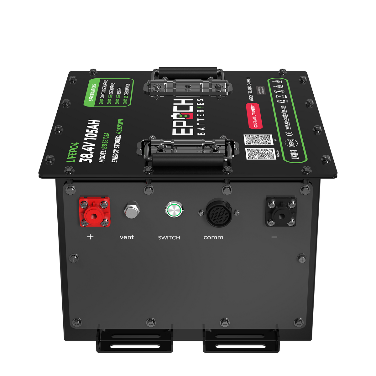 Epoch 36V 105Ah - LiMax Series - Lithium (LiFePO4) Golf Cart Battery - Complete Kit