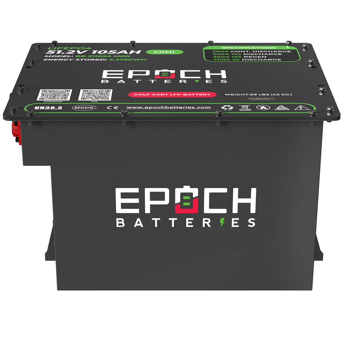 Epoch 48V 105Ah MINI – LiMax Series Lithium (LiFePO₄) Golf Cart Battery – Complete Kit