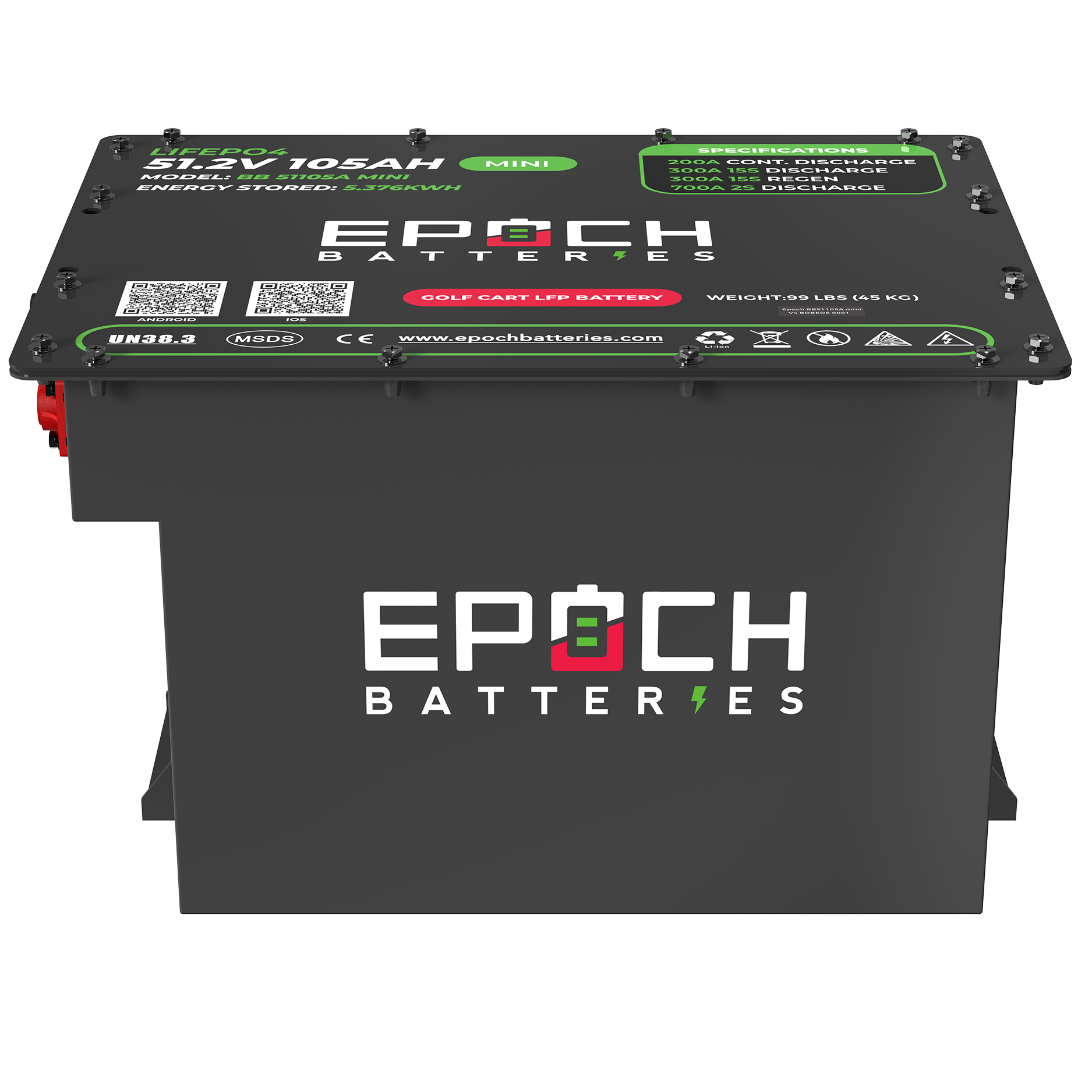 Epoch 48V 105Ah MINI – LiMax Series Lithium (LiFePO₄) Golf Cart Battery – Complete Kit