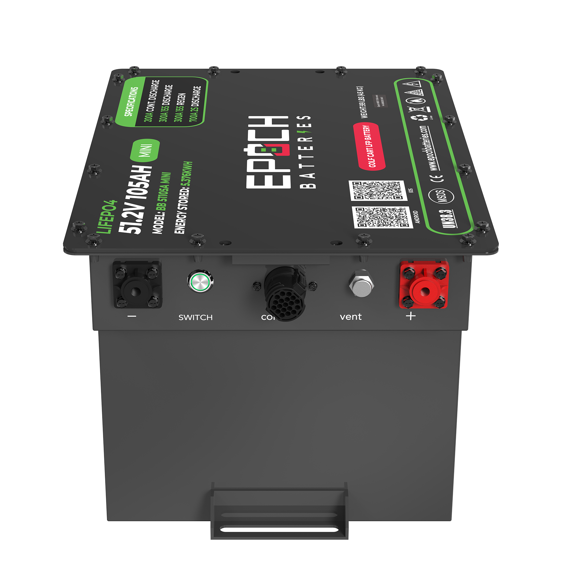 Epoch 48V 105Ah MINI – LiMax Series Lithium (LiFePO₄) Golf Cart Battery – Complete Kit