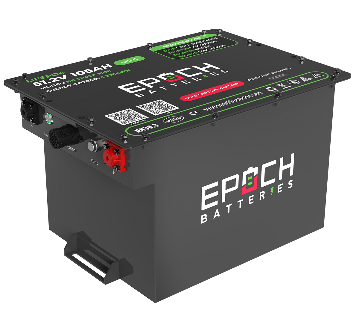 Epoch 48V 105Ah MINI – LiMax Series Lithium (LiFePO₄) Golf Cart Battery – Complete Kit
