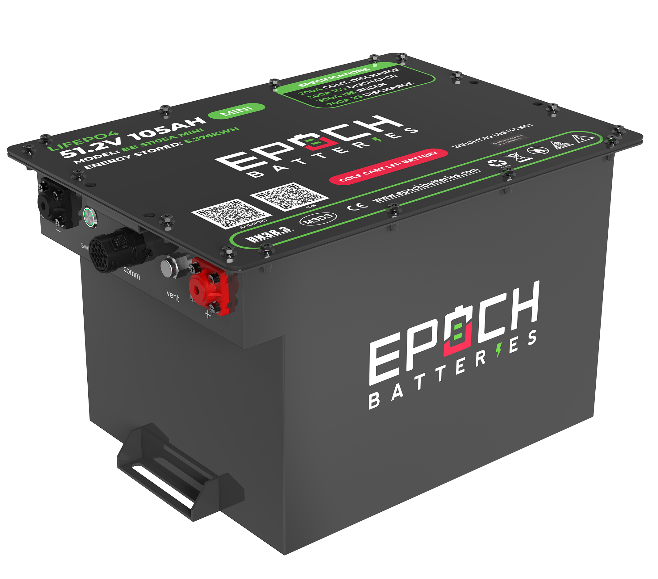 Epoch 48V 105Ah MINI – LiMax Series Lithium (LiFePO₄) Golf Cart Battery – Complete Kit
