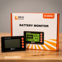 RICH SOLAR 500 Amp Battery Monitor with Shunt | 8~120V 500A Battery Monitor with Shunt | Accurate Battery Status Monitor | Easy to Use Battery Monitor RICH SOLAR