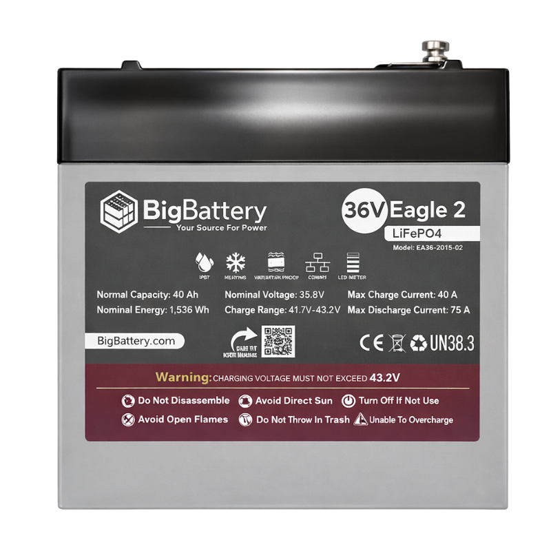 BigBattery 36V EAGLE2 1.54 kWh LiFePO4 Battery with Heater and Comms