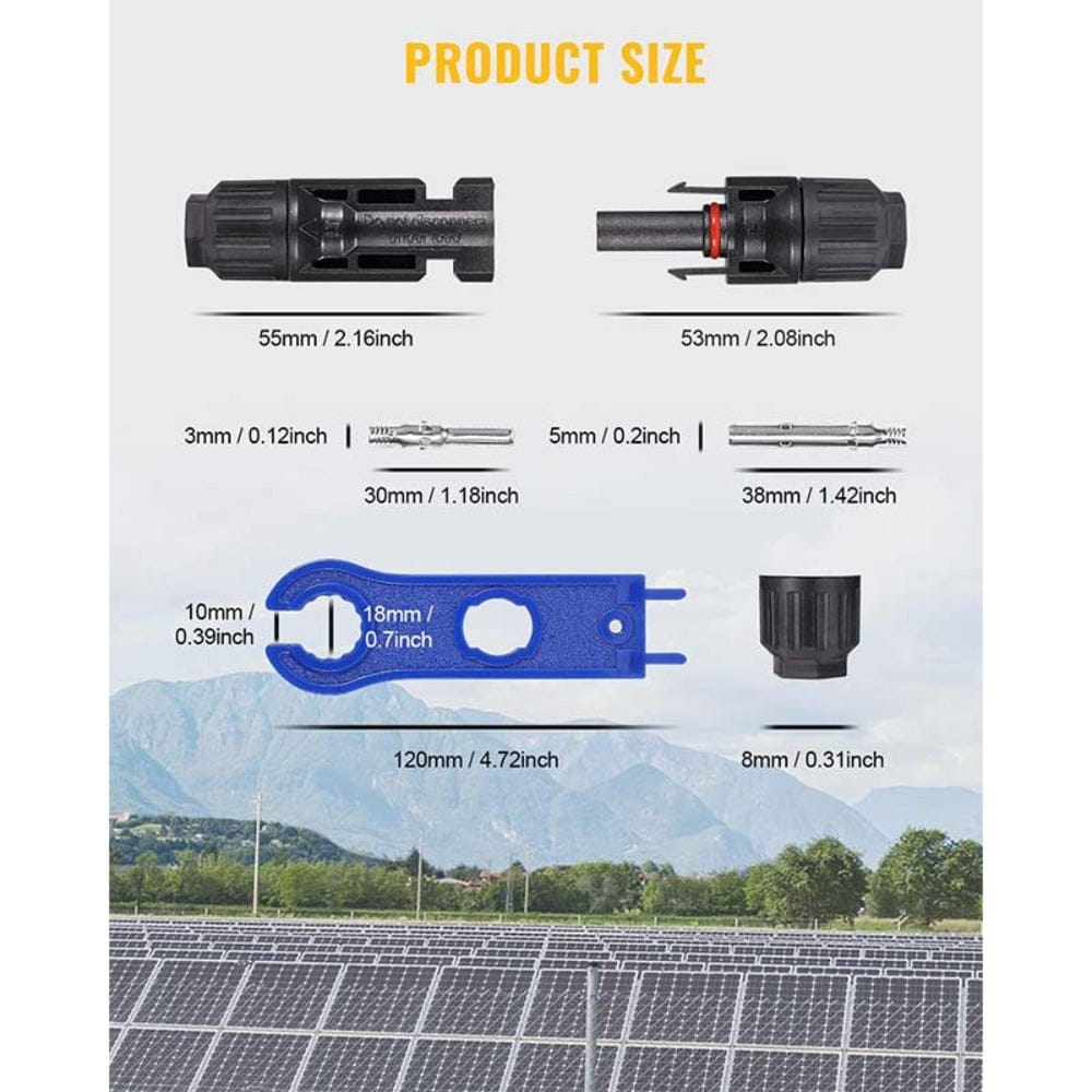 BougeRV 12 PCS Solar Connectors with Spanners 6 Pairs Male/Female(10AWG) Accessories BougeRV