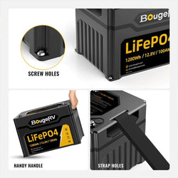 BougeRV 12V 1280Wh/100Ah LiFePO4 Battery Batteries BougeRV