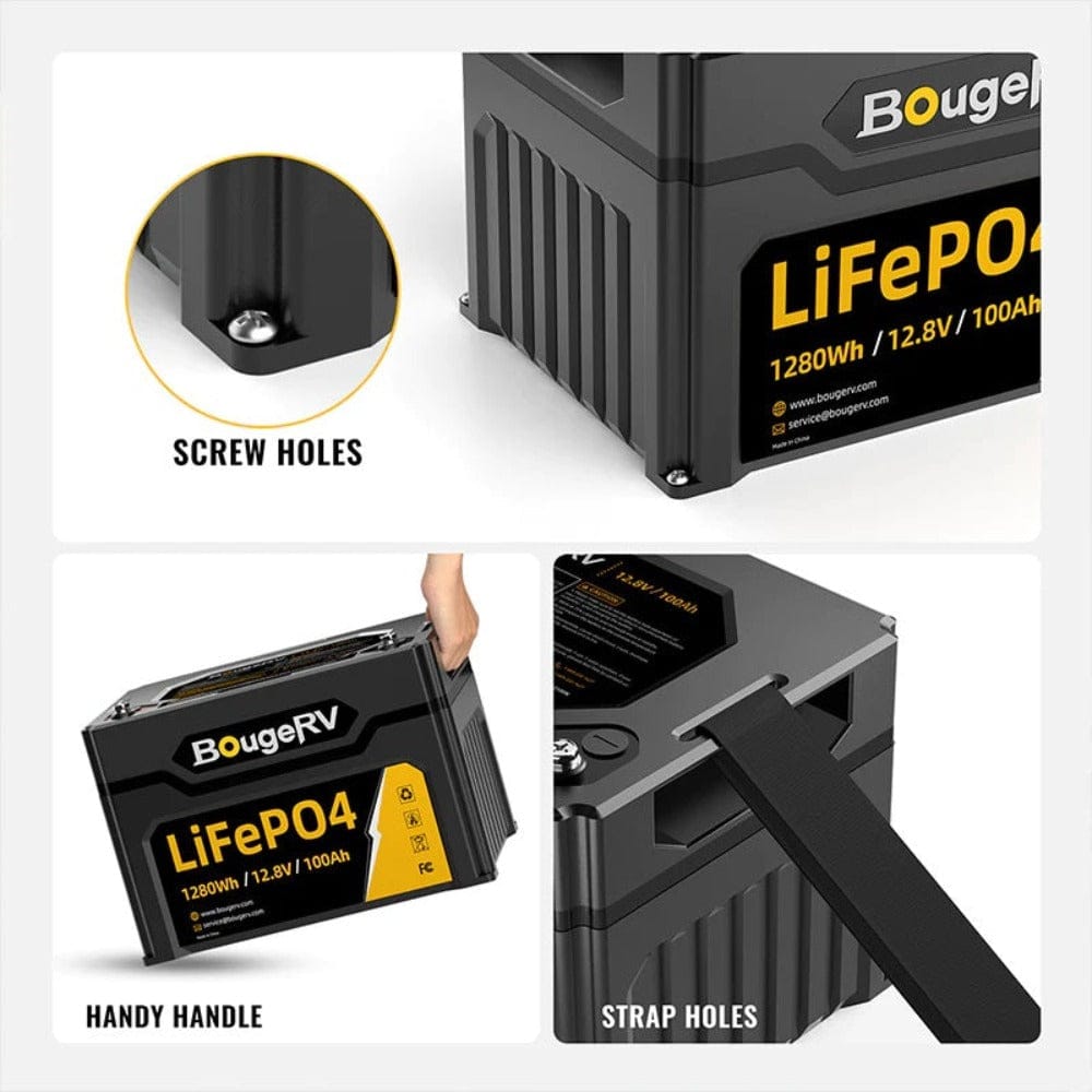 BougeRV 12V 1280Wh/100Ah LiFePO4 Battery Batteries BougeRV