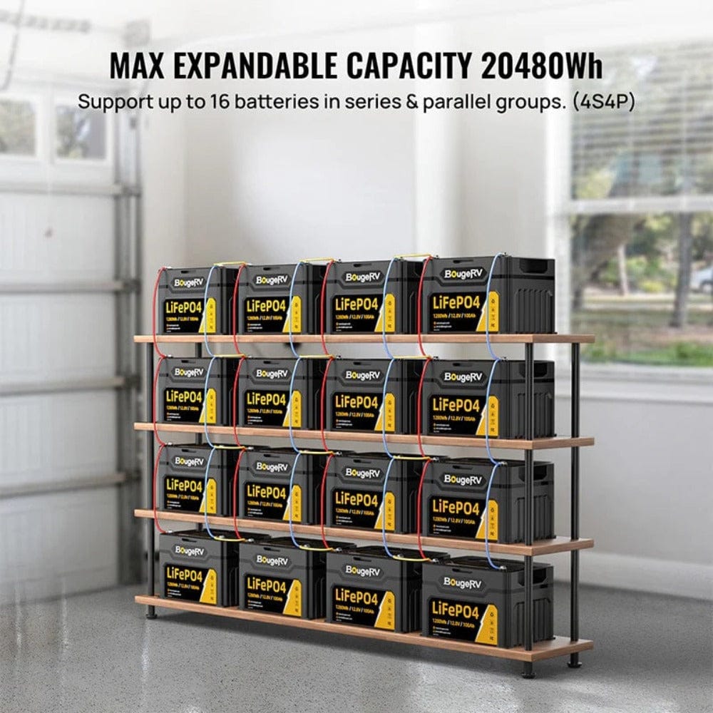 BougeRV 12V 1280Wh/100Ah LiFePO4 Battery Batteries BougeRV