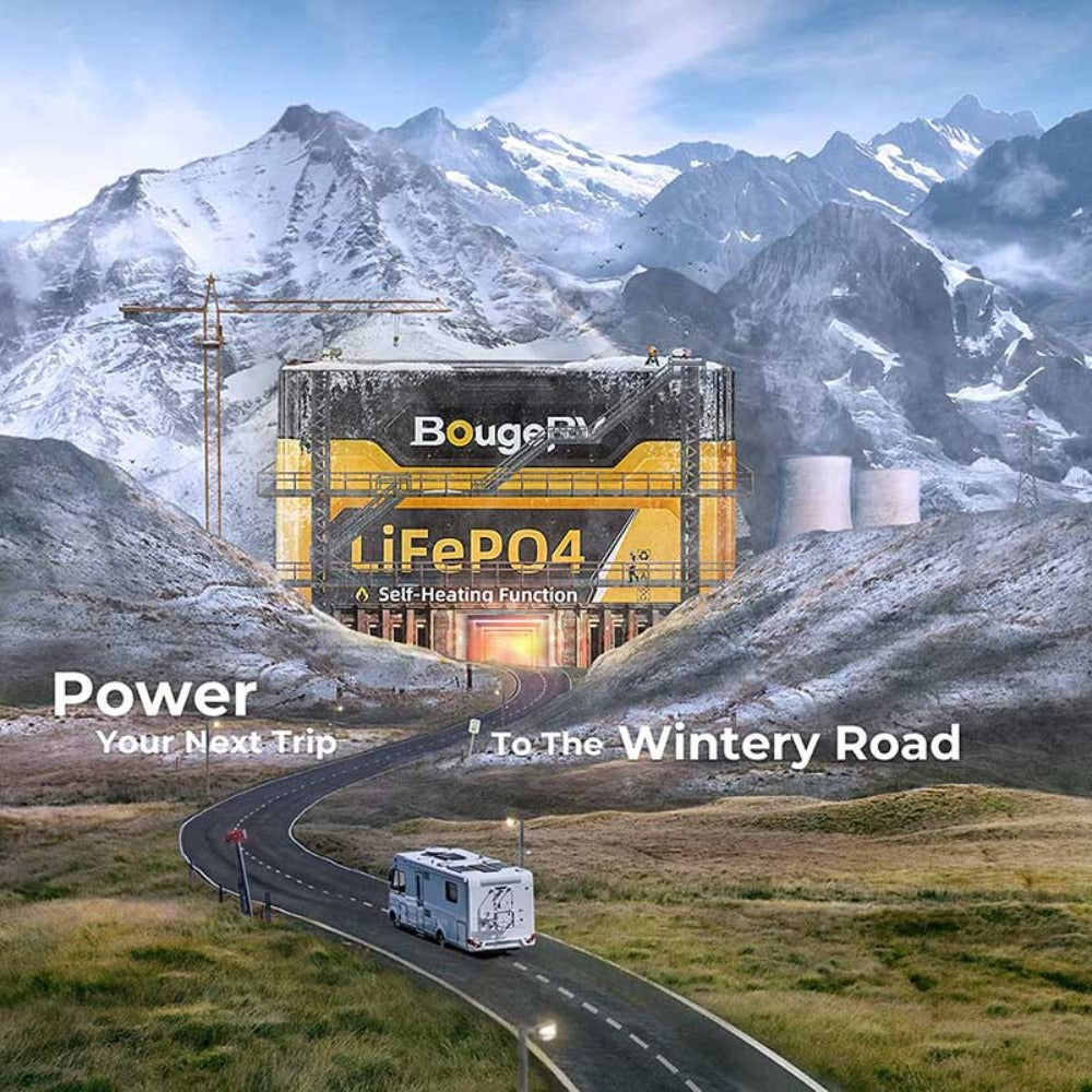 BougeRV 12V 1280Wh/100Ah Self-Heating LiFePO4 Battery To Power Your Next Trip To the Wintery Road