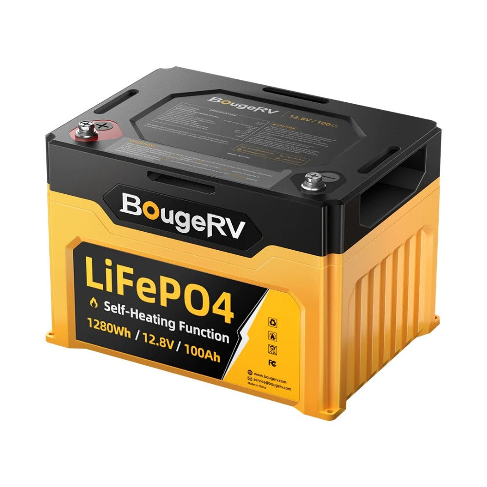 BougeRV 12V 1280Wh/100Ah Self-Heating LiFePO4 Battery
